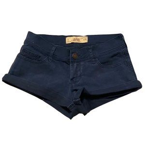 HOLLISTER SHORT-SHORT Low Rise 2” Inseam Navy Jean Shorts Size 3 W26